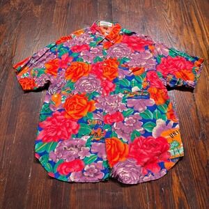 VINTAGE Unionbay Shirt Mens XL Hawaiian Hong Kong AOP Camp 100% Rayon Cali 90s‎